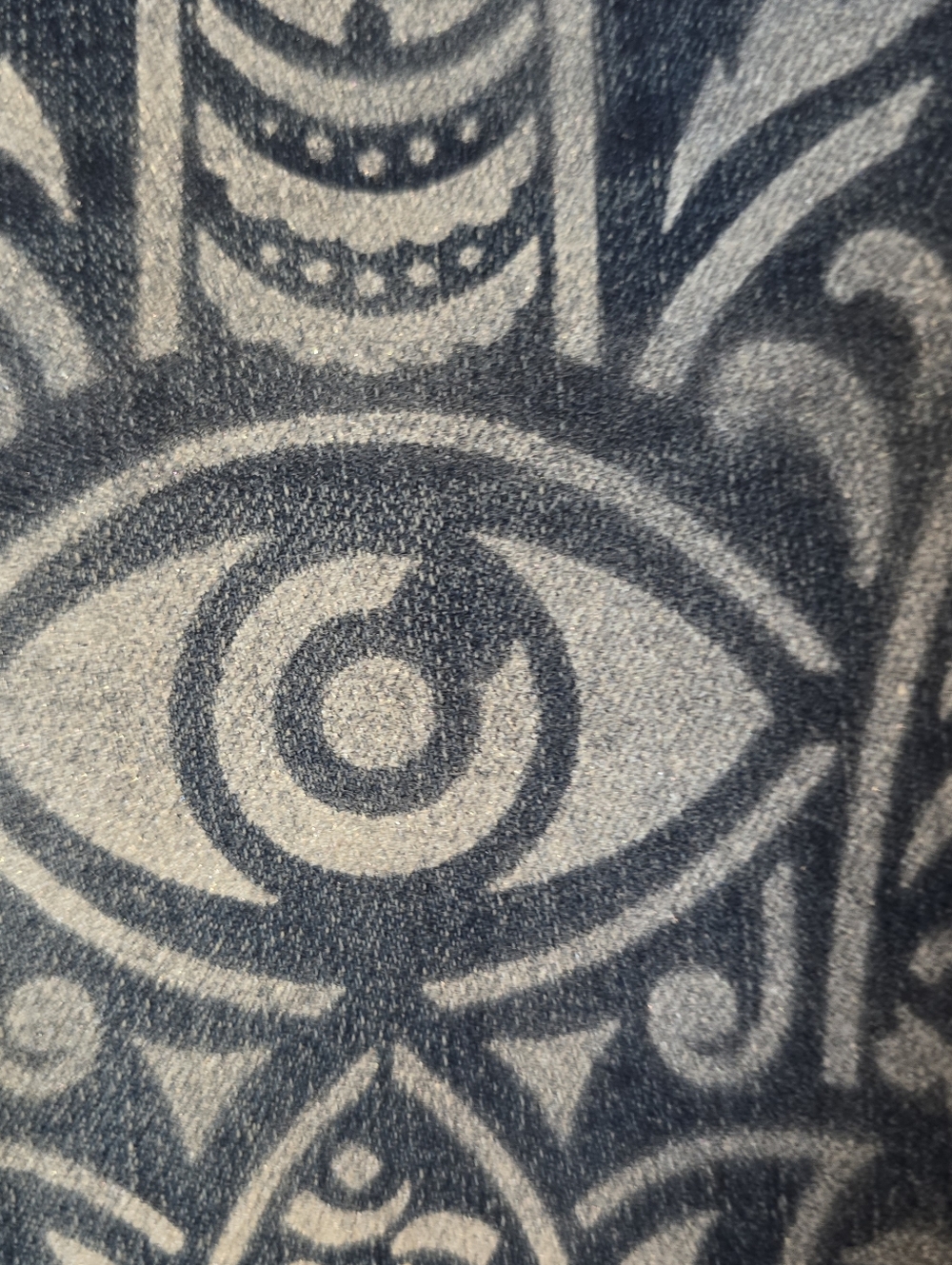 HANDCRAFTED Upcycled Denim Boho Skinny Jeans HANDPAINTED Mandala Hamsa Size 11 - Picture 9 of 14